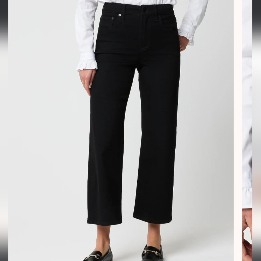 J. Crew Factory Petite black wide leg cropped jean in all-day stretch Size 28P